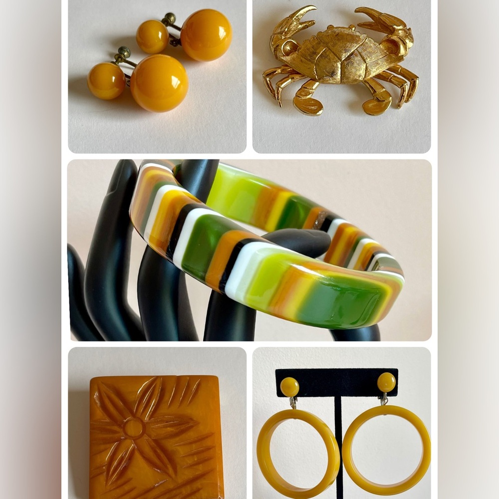 Vintage Striped Resin Bangle Bracelet - Picture 8 of 8
